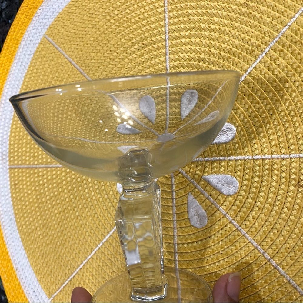 France Martini Champagne Cocktail Stemware Diamond Dimple Stems Glasses Lot/2 - Picture 3 of 7